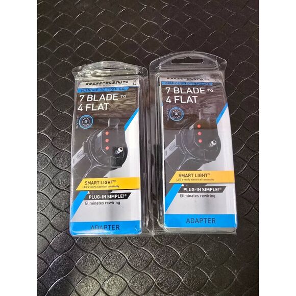 2- NEW Hopkins LED Smart Test Lights Trailer Adapter 7 Blade to 4 Flat Wire #A53 - Picture 1 of 4